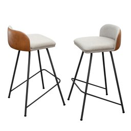 Kit 2 Banqueta Luxo Alta Nobre - Estrutura em Aço na Cor Preta - Estofado em Linho com Composê no Co - 2