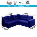 Ver imagem 5 de Sofá de Canto Califórnia 4 Lugares, com Molas Espirais, 1,66x1,83 Metros, Espuma Densidade D28, Azul