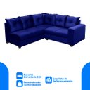 Ver imagem 4 de Sofá de Canto Califórnia 4 Lugares, com Molas Espirais, 1,66x1,83 Metros, Espuma Densidade D28, Azul