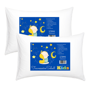 Kit 2 Travesseiros Select Baby Macios Infantil até 3 Anos Antialérgico Lavável