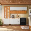 Ver imagem 3 de Cozinha Armário 5 Peças 270 cm Cristaleira Balcão com Tampo MDF Bari Poliman - Freijo Off Acetinado