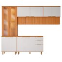 Ver imagem 1 de Cozinha Armário 5 Peças 270 cm Cristaleira Balcão com Tampo MDF Bari Poliman - Freijo Off Acetinado