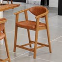 Ver imagem 2 de Banqueta Baixa para Cozinha Sala de Jantar Bancada Cecília L02 Couríssimo Camel - Lyam Decor