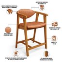 Ver imagem 4 de Banqueta Baixa para Cozinha Sala de Jantar Bancada Cecília L02 Couríssimo Camel - Lyam Decor