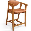 Ver imagem 1 de Banqueta Baixa para Cozinha Sala de Jantar Bancada Cecília L02 Couríssimo Camel - Lyam Decor