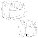 Ver imagem 3 de Conjunto Sala de Estar Decorativo Latvia Sofá Namoradeira e Poltrona Pés de Madeira Linho Terracota 