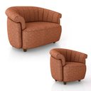 Ver imagem 4 de Conjunto Sala de Estar Decorativo Latvia Sofá Namoradeira e Poltrona Pés de Madeira Linho Terracota 