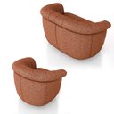 Ver imagem 5 de Conjunto Sala de Estar Decorativo Latvia Sofá Namoradeira e Poltrona Pés de Madeira Linho Terracota 