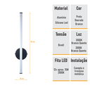 Ver imagem 6 de Arandela de Parede Linha Reta Traço 50cm Led 3000k - Preta