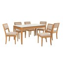Ver imagem 2 de Mesa Cozinha Mira Premium Madeira Maciça C/ Tampo Madeirado C/ Vidro 160x90cm e 6 Cadeiras Alice