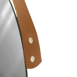 Espelho Decorativo Adnet Vintage Alça Courino Caramelo 50 cm Redondo - 3