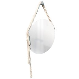 Espelho Decorativo Adnet Vintage Macramê Cru 50 cm Redondo - 1