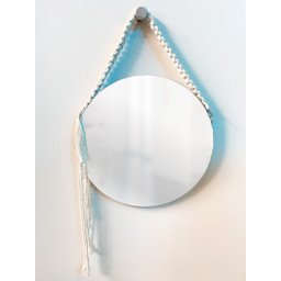 Espelho Decorativo Adnet Vintage Macramê Cru 50 cm Redondo - 4