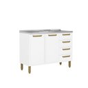 Ver imagem 1 de Balcão de Aço Pia 2 Portas 4 Gavetas Branco Bella Bertolini