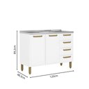 Ver imagem 2 de Balcão de Aço Pia 2 Portas 4 Gavetas Branco Bella Bertolini