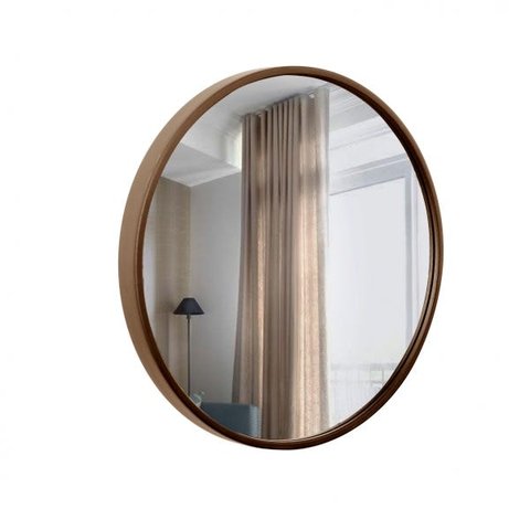 Espelho Decorativo Round Externo Marrom 60cm Redondo
