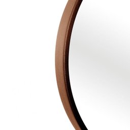 Espelho Decorativo Short Strip Marrom Alça Courino Rajada 60 cm Redondo Marrom/Rajado, 60 cm - 5