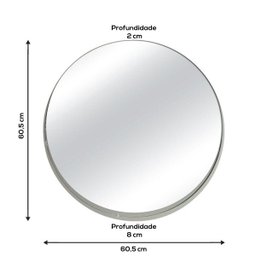 Espelho Decorativo Stokolmo Branco Off White 60 cm Redondo Branco, 60 cm - 7