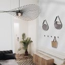 Ver imagem 2 de Kit Espelho Decorativo Adnet Preto Alça Corino Caramelo 20 e 30cm Redondo