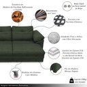 Ver imagem 3 de Sofá Retrátil Elétrico Sala de Estar Nolan Bipartido 257cm Conforto Premium em Couro Verde Manchado