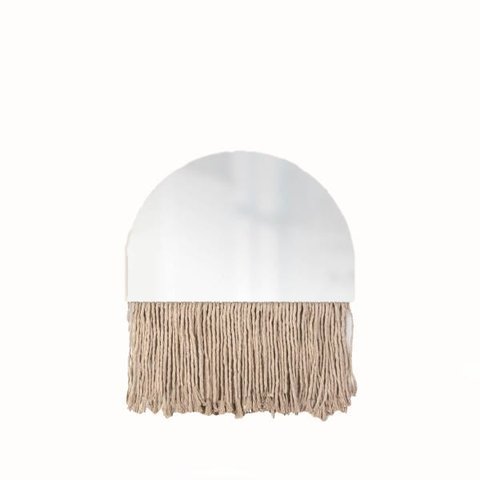 Espelho Decorativo Half Bangs Bege 27 cm