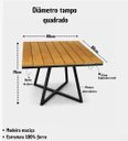 Ver imagem 5 de Mesa Quadrada Madeira Maciça e Ferro Estilo Industrial 80cm