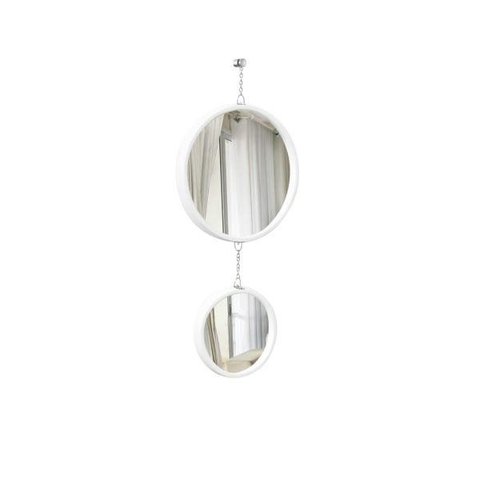 Espelho Decorativo Duplo Branco Alça Corrente 20 cm e 30 cm Redondo 20 cm e 30cm
