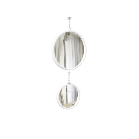 Espelho Decorativo Duplo Branco Alça Corrente 20 cm e 30 cm Redondo 20 cm e 30cm