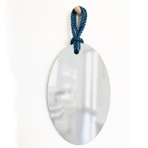 Espelho Decorativo Hole Alça Sisal Blue Oval 60x40 cm