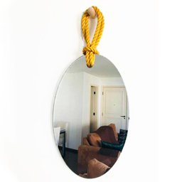 Espelho Decorativo Hole Alça Sisal Yellow Oval 60x40 cm - 3
