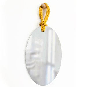 Espelho Decorativo Hole Alça Sisal Yellow Oval 60x40 cm