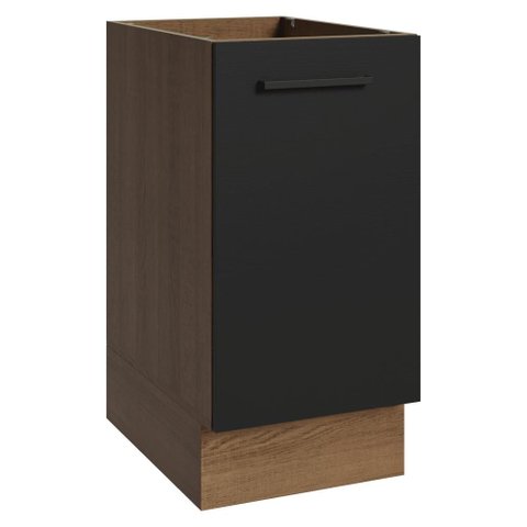 Balcão de Cozinha 40 cm 1 Porta (sem Tampo) Rustic/Preto Agata Madesa