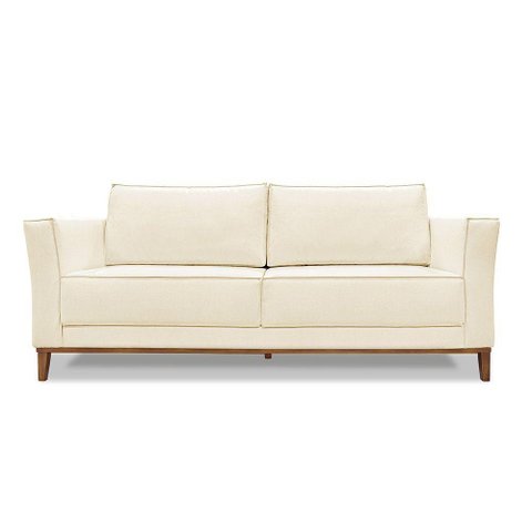 Sofá 3 Lugares Base de Madeira Grace 210 Cm Linho S04 - D'Rossi Cor Perola
