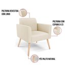 Ver imagem 4 de Kit 2 Poltronas Pés Palito Natural Marisa Linho Bege A19 D03 - D'Rossi