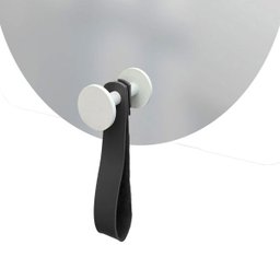 Espelho Decorativo com Gancho Alumínio Branco com Courino Preto 50 cm Redondo - 3