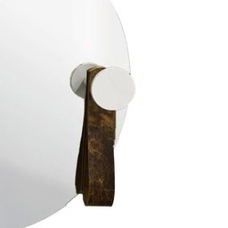 Espelho Decorativo com Gancho Alumínio Branco com Courino Rajado 50 cm Redondo - 2