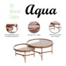 Kit Mesa de Centro Ambiente Aqua com Vidro Off White Cobre - Imcal - 4