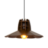 Luminária Pendente Madeira Rustico Prato Aletado Pequeno Cor:café - 1