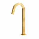 Ver imagem 1 de Torneira de Mesa para Banheiro Bica Alta Quadrada Dourado Escovado