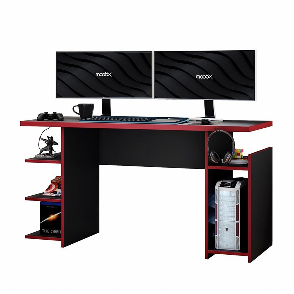 Mesa Gamer xp Vermelho + Cadeira Gamer Royale Preto Branco e Vermelho - 2