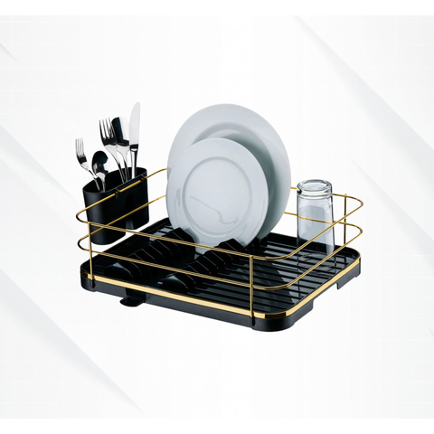 Escorredor de Louças Premium Preto Dourado Luxo