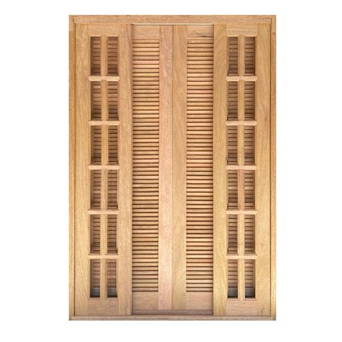 Porta Balcão de Correr de Madeira Cedro Arana Veneziana Reto Bat.14 Cm- 2.15 (a) X 2.00 (l)
