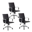 Ver imagem 1 de Conjunto com 3 Cadeiras Diretor Boston Giratória Regulagem de Altura a Gás Esteirinha Preto