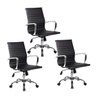 Conjunto com 3 Cadeiras Diretor Boston Giratória Regulagem de Altura a Gás Esteirinha Preto - 1