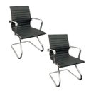 Ver imagem 1 de Conjunto com 2 Cadeiras Executivas Boston Base Fixa Esteirinha Preto