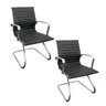 Conjunto com 2 Cadeiras Executivas Boston Base Fixa Esteirinha Preto - 1