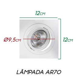 Kit 6x Spot Ecco Quadrado Rente Embutir Gu10 + LED Ar70 St1842 - 2