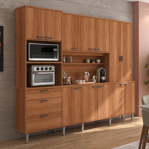 Kit Cozinha Compacta 260cm 12 Portas e 3 Gavetas Pulse Lukaliam Móveis