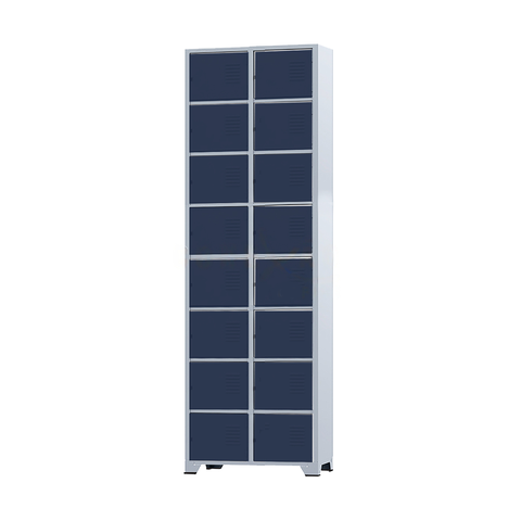 Armário Roupeiro de Aço 16 Portas para Vestiário Academia Locker Azul Marinho com Chave