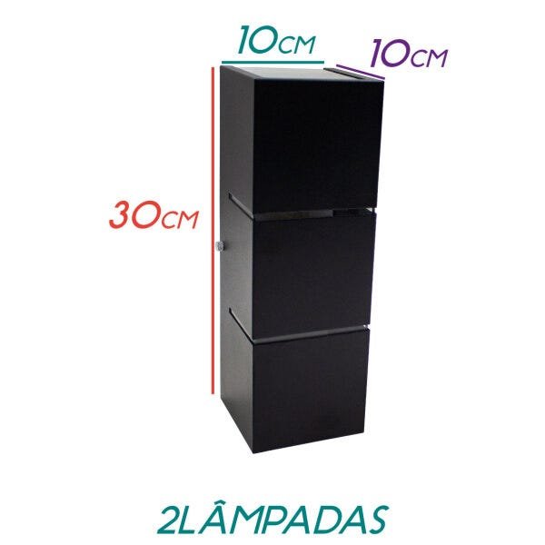 Arandela Focos Fachos Frisos 30cm + 2 Lâmpadas LED PAR20 7w 6000k - PRETA St1286 - 2